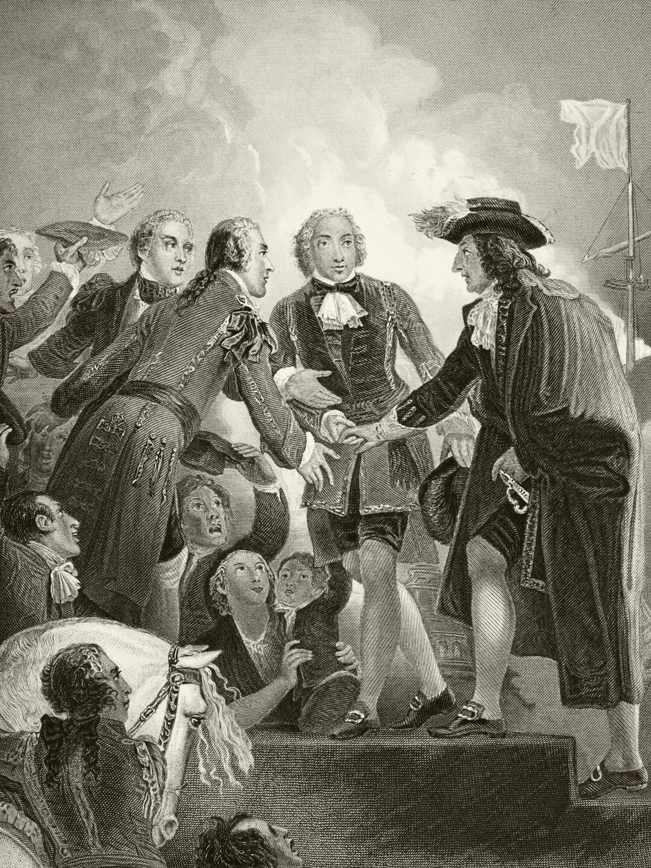 Wilhelm III. von Oranien landet in Brixham mit seiner niederländischen Armee am 5. November 1688, aus 