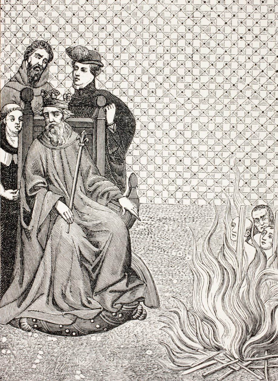 Anhänger von Amalric von Bena werden vor den Toren von Paris auf Befehl von König Philipp II. Augustus verbrannt, um 1208, aus 