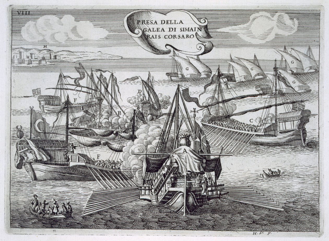 Eroberung der Galeere von Simeon Rais, Korsar, Illustration aus 