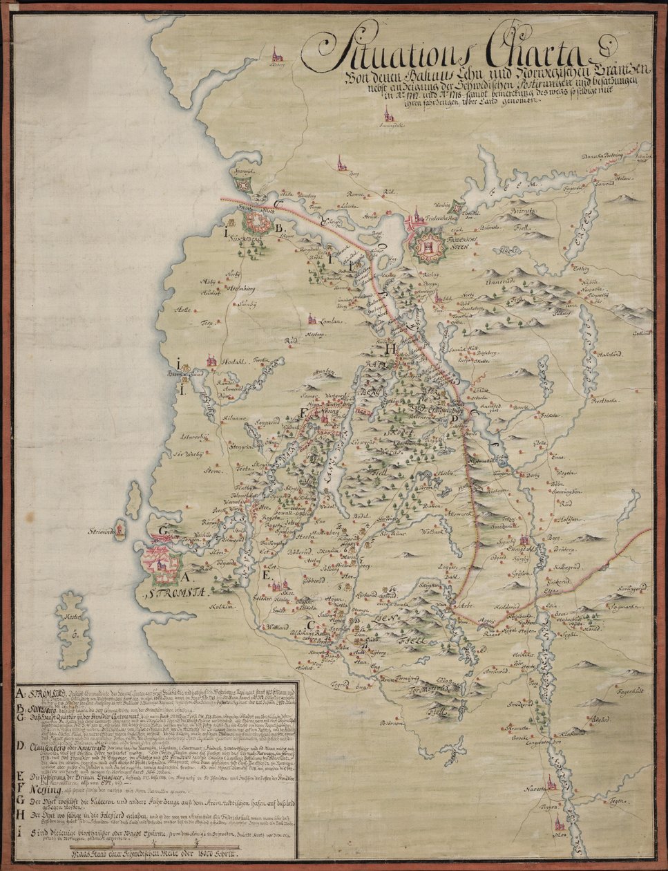 Situationskarte von den Bahuus Lehn und norwegischen Grenzen von Unknown