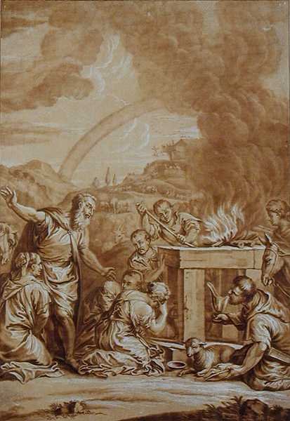 Noah nach der Flut, graviert von Elishah Kirkhall von Veronese