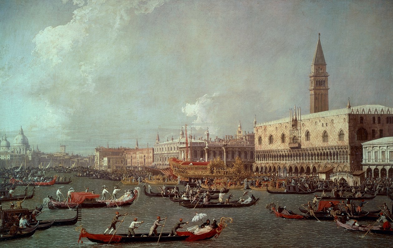 Die Rückkehr des Bucentaur zum Pier am Himmelfahrtstag von (1697 1768) Canaletto