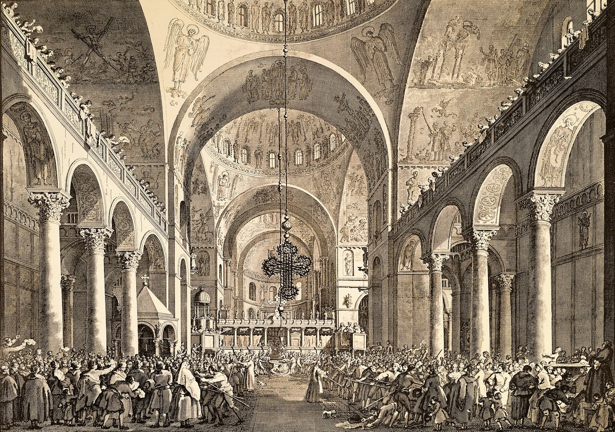 Venezianisches Fest, der neu gewählte Dogen von Venedig wird dem Volk in der Basilika San Marco vorgestellt von (1697 1768) Canaletto