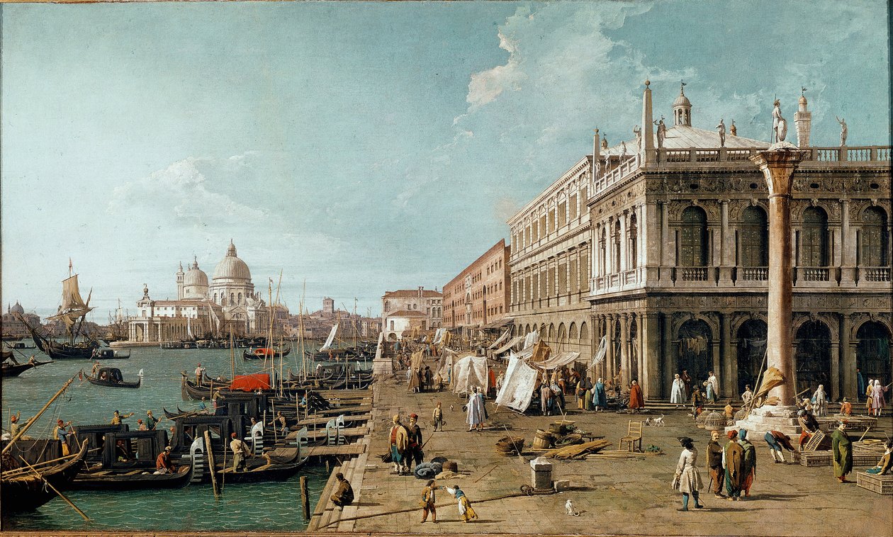 Ansicht des Molo, der Biblioteca Marciana und der Säule des Heiligen Theodor, Venedig von Canaletto