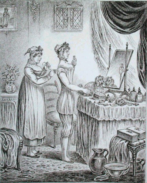 Fortschritt der Toilette: das Korsett von (after) English School