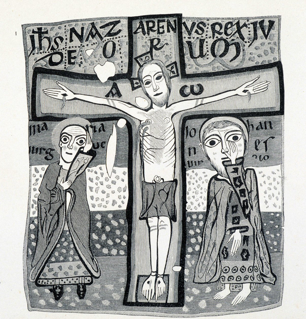 Religiöse Kunst, Christus am Kreuz. 12. Jahrhundert. von (after) French School