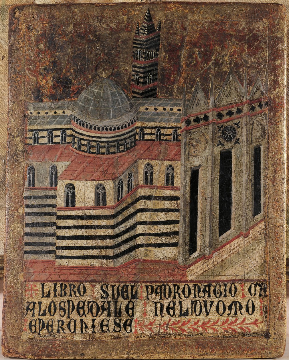 Italien, Siena, Kathedrale, Malerei auf Holz, reproduziert auf einer Biccherna-Tafel von (after) Italian School