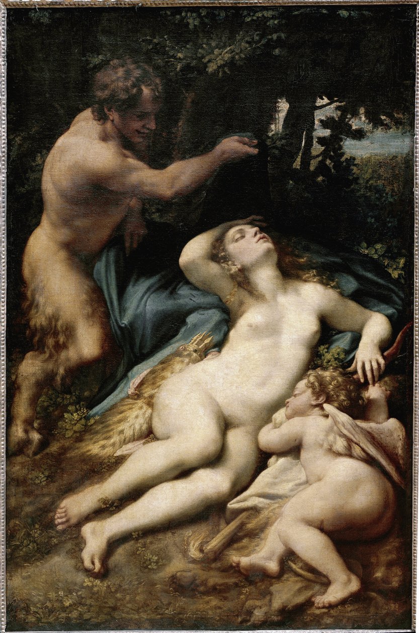 Jupiter und Antiope (oder Venus mit Amor und einem Satyr) von (c.1489 1534) Correggio