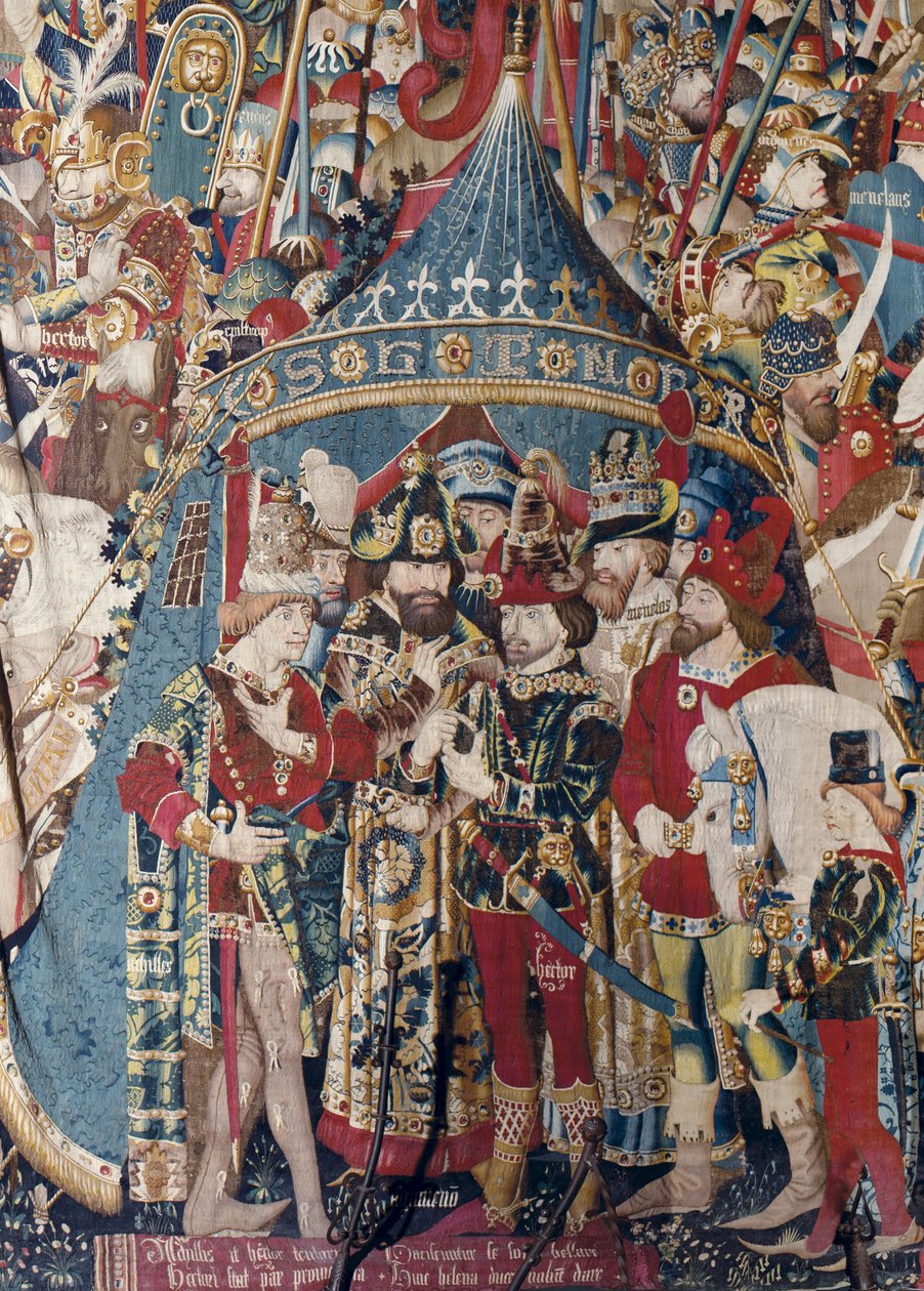 Der Trojanische Krieg: Achills Zelt, ca. 1470 (Wandteppich) von (fl.1450 75) Master of Coetivy