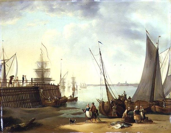 Niederländische Schifffahrtsszene von (fl.1860) W.W.