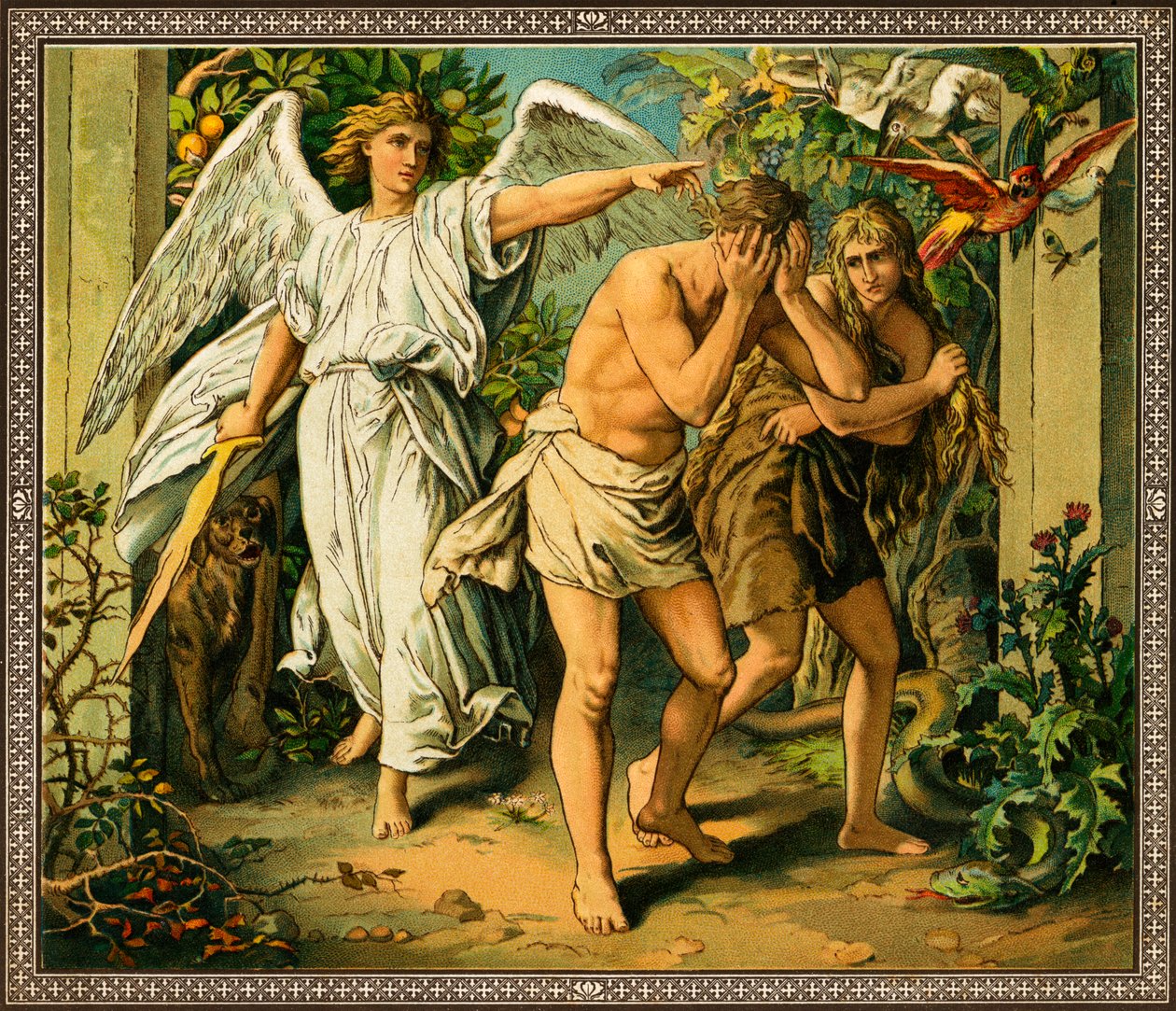 Adam und Eva werden vertrieben - Bibel von Unknown