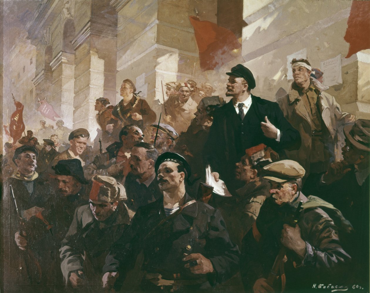 Lenin am Finnischen Bahnhof in Petrograd von Unknown
