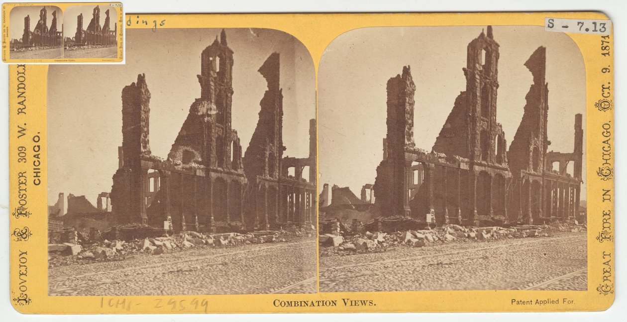 Stereofotografie der Booksellers Row, Chicago, nach dem Großen Brand von 1871, 1871 von American Photographer