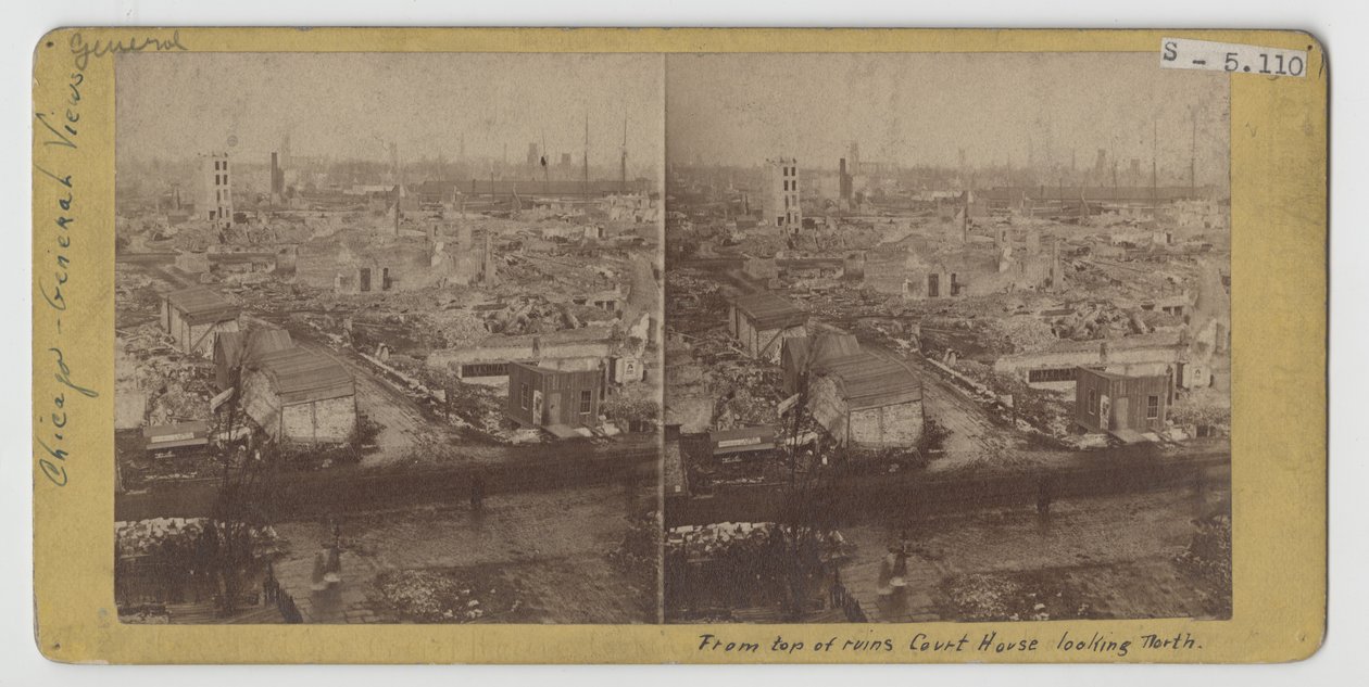 Stereographische Ansicht von den Ruinen des Gerichtsgebäudes nach Norden, nach dem Chicagoer Brand von 1871 von American Photographer