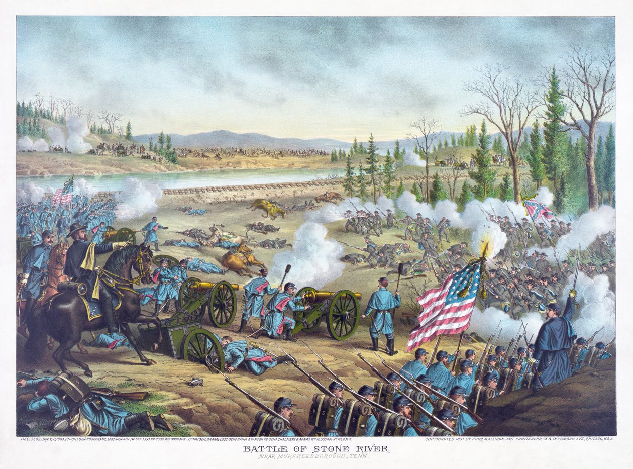 Schlacht von Stones River, veröffentlicht von Kurz & Allison, 1891 von American School