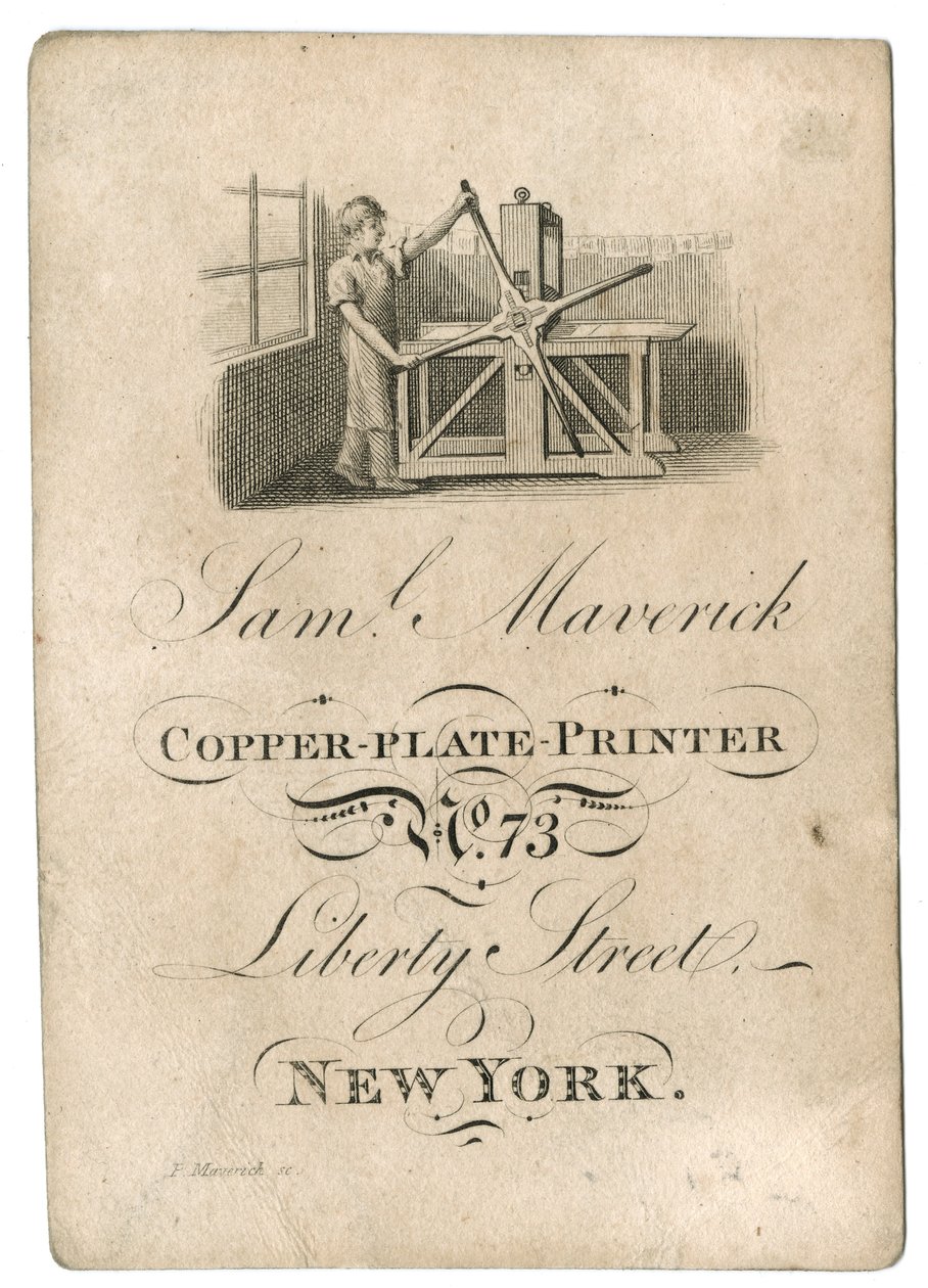Visitenkarte für Samuel Maverick, ca. 1812-45 von American School