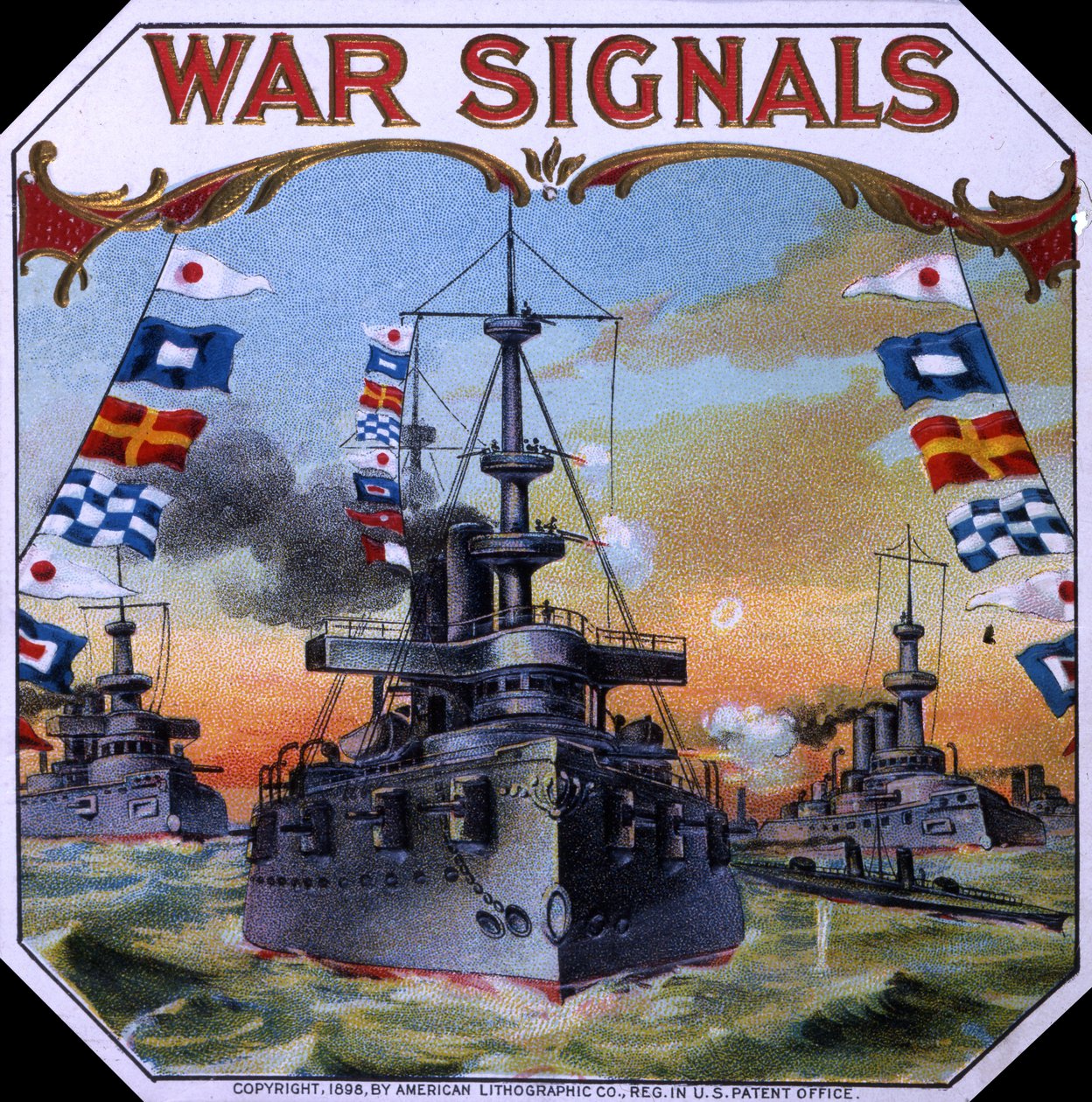 War Signals Zigarrenkistenetikett, 1898 von American School