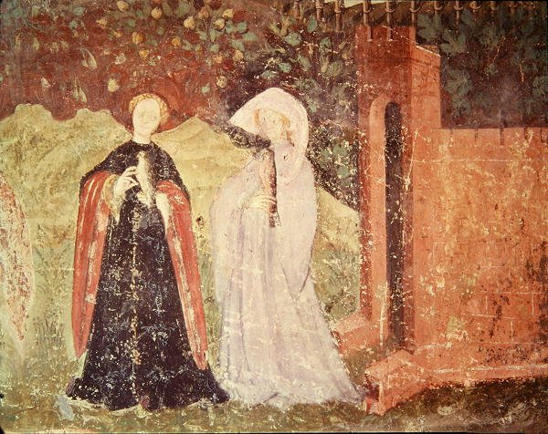 Der Monat Juni, Detail von zwei Frauen beim Spaziergang von Bohemian School