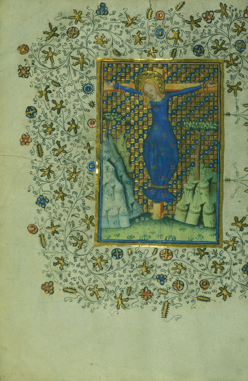 Heilige Wilgefortis am Kreuz (um 1430-40) von Flemish School