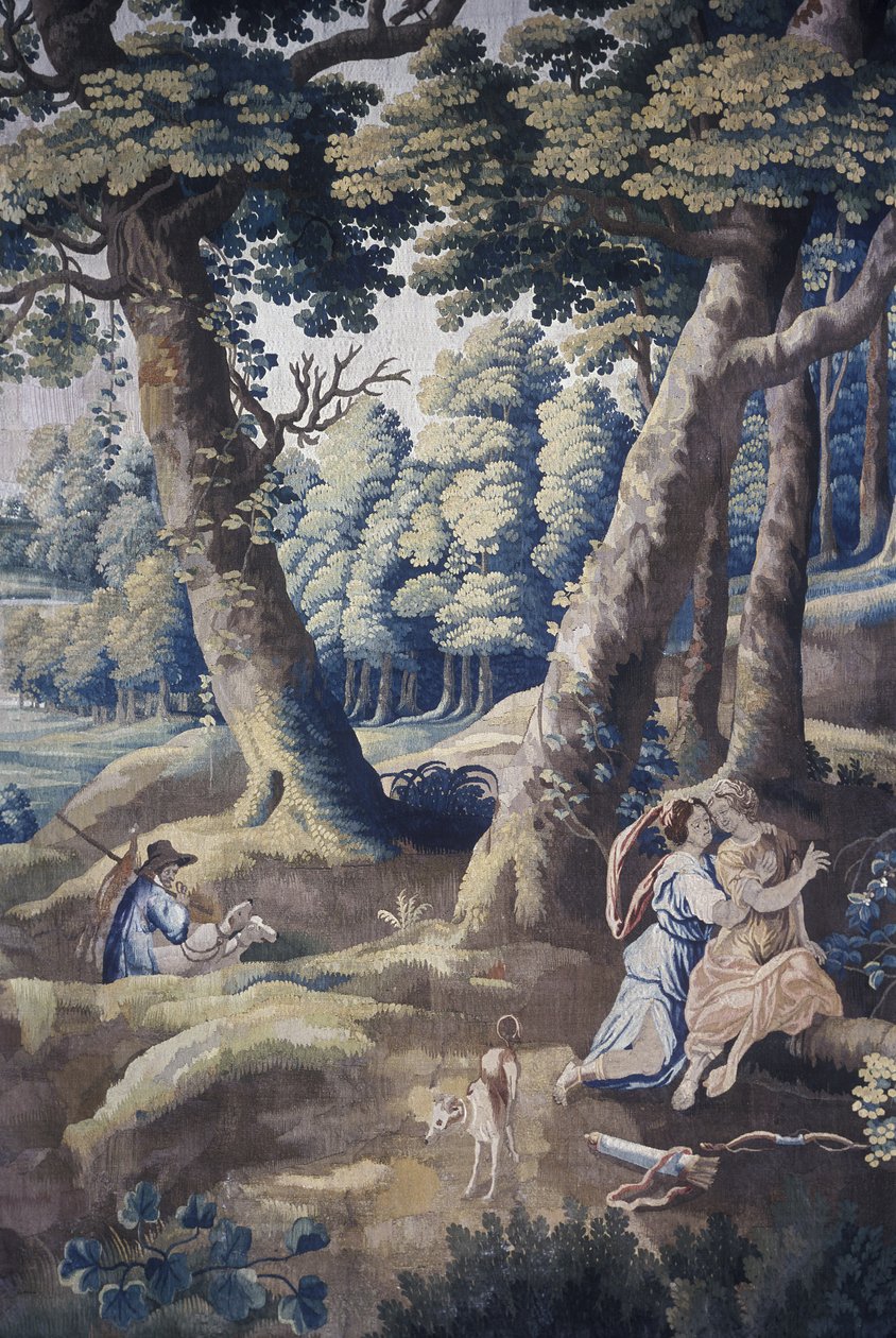 Szene aus dem Leben auf dem Landhaus-Wandteppich-Serie von Flemish School