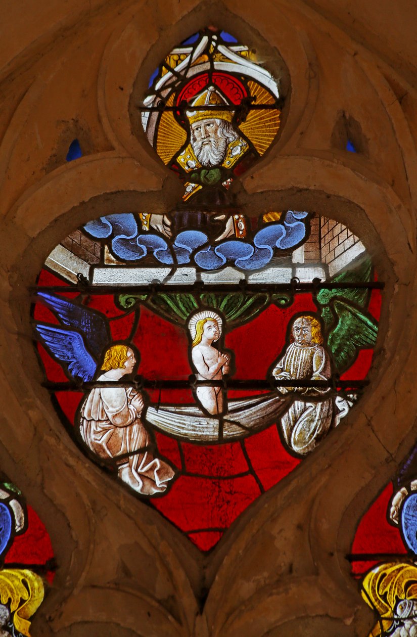 Fenster mit Darstellung der Himmelfahrt der Seele des Heiligen Germain von French School