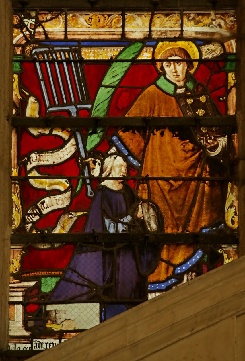 Fenster mit Darstellung eines Stifters und des Heiligen Laurentius von French School