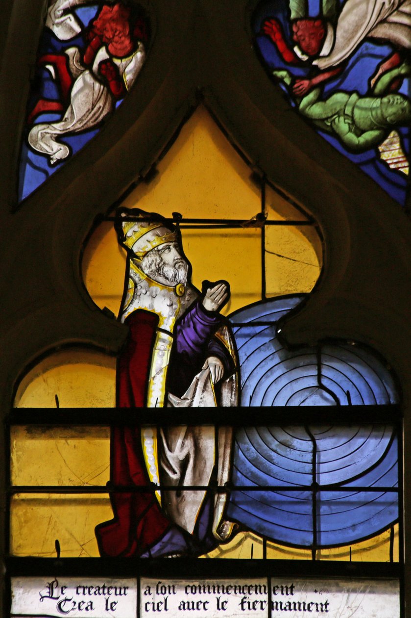 Fenster mit Darstellung von Gott, der das Firmament erschafft von French School