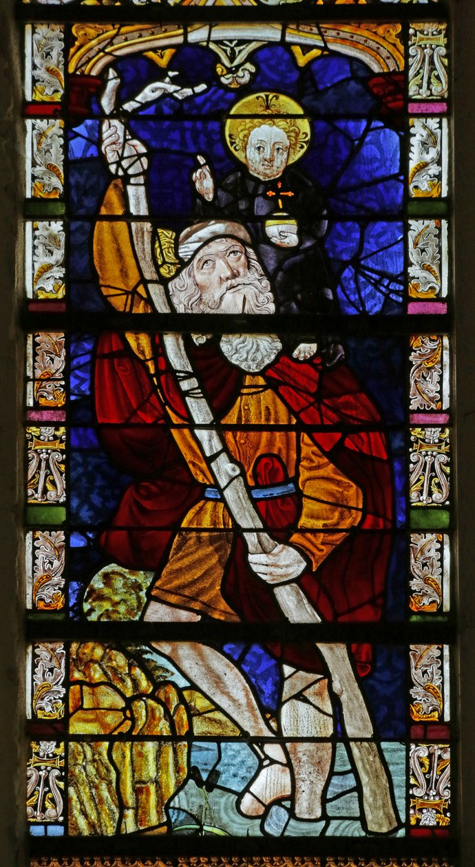 Fenster, das den heiligen Christophorus darstellt von French School
