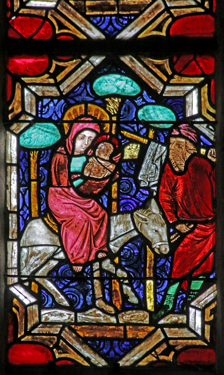 Fenster mit Darstellung der Flucht nach Ägypten von French School