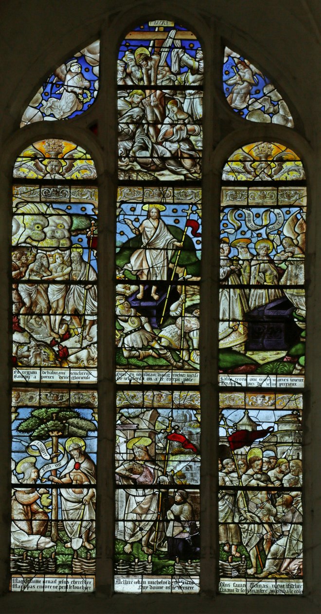 Fenster mit der Darstellung der Auferstehung von French School