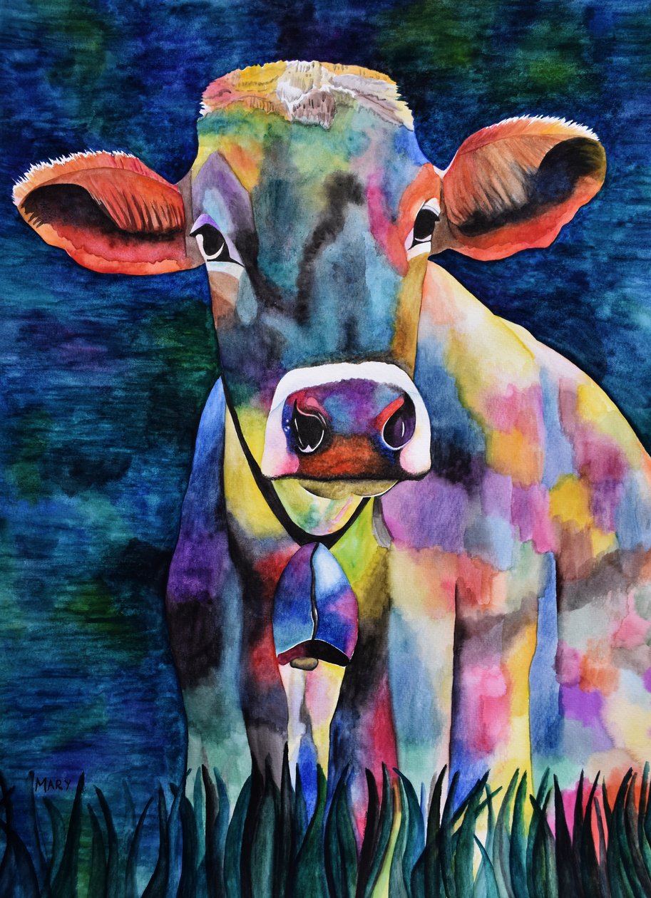 Aquarell-Kuh von Marys Watercolors