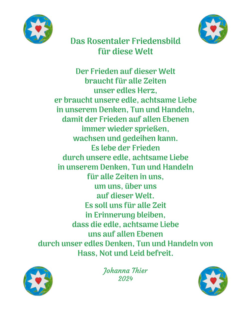 Das Rosentaler Friedensbild für diese Welt von Johanna Thier