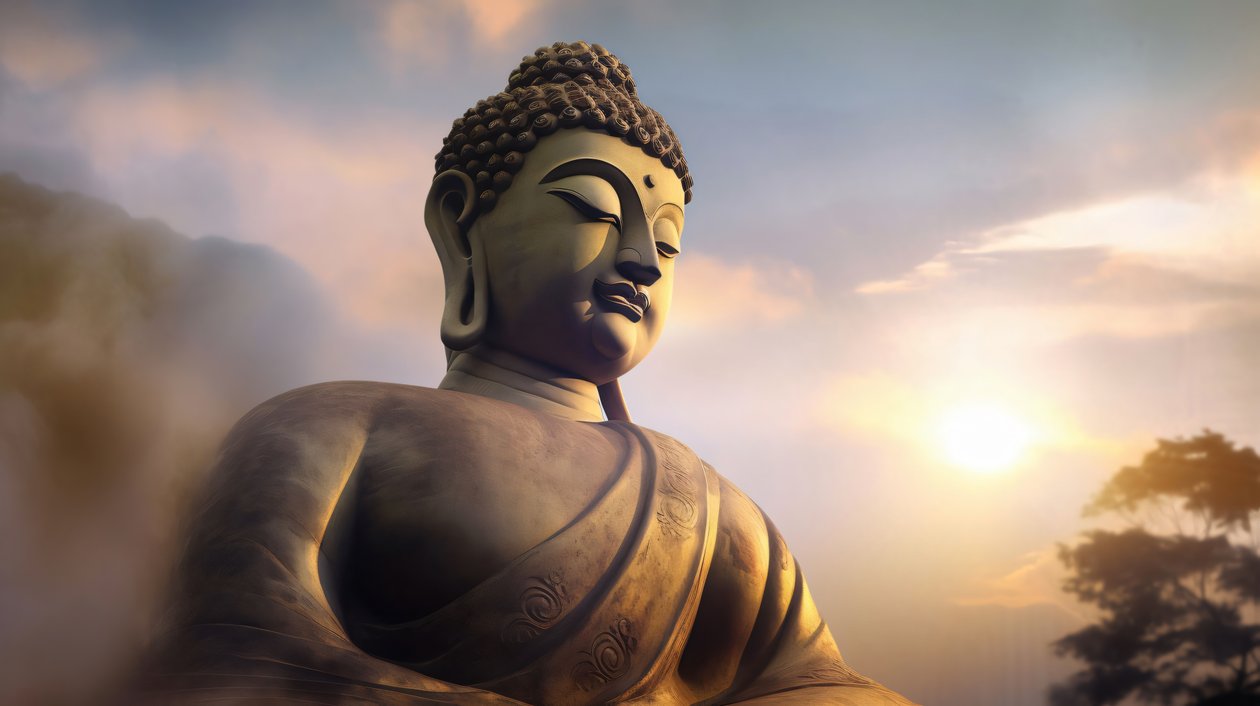 Wanddekoration Buddha Porträt, Friedliche Meditation, große Leinwandbilder von F. Abderrahim