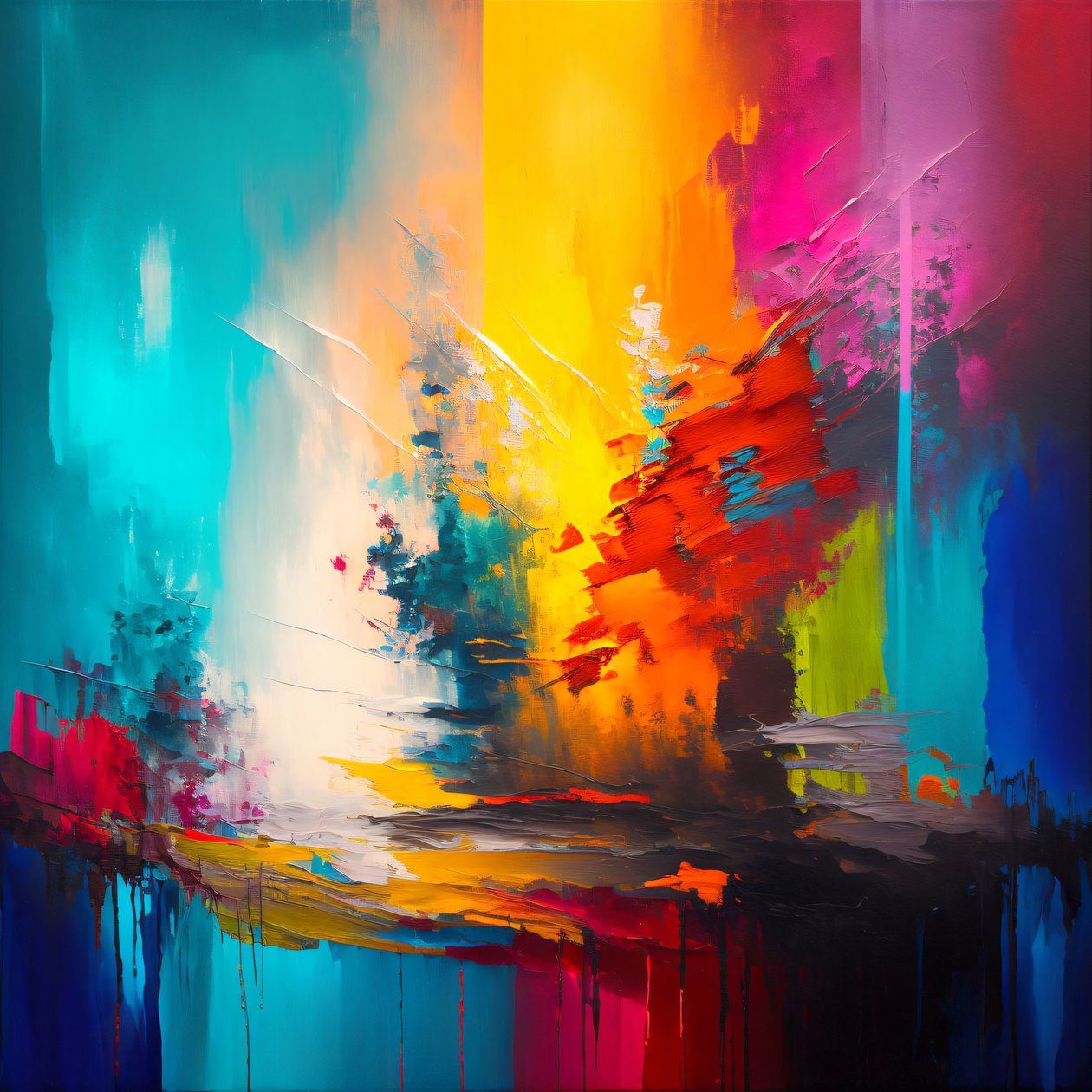 Abstrakte Kunst mit leuchtenden Farben Hintergrund, Wanddekoration  Leinwanddrucke von F. Abderrahim
