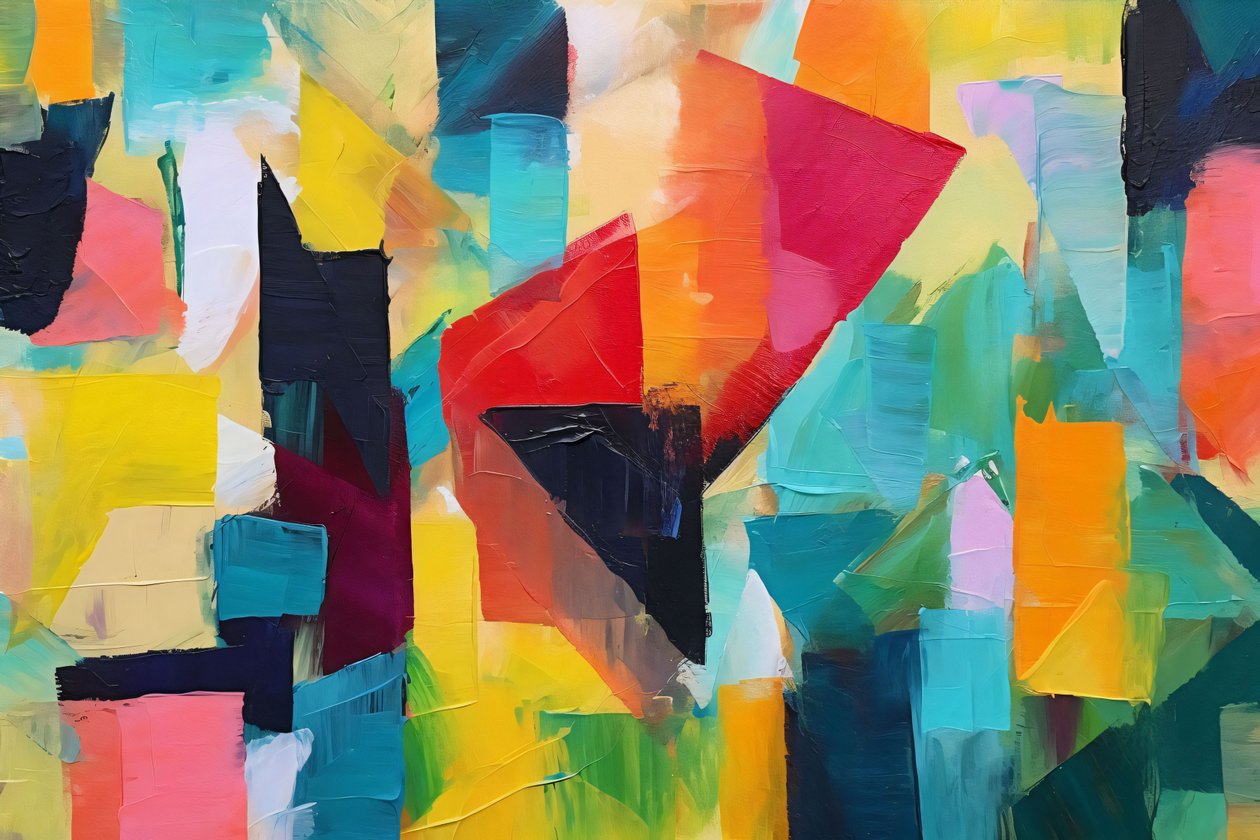 Geometrische Acryl Abstrakt Fusion Helle Farben, Wanddekoration für Wohnzimmer von F. Abderrahim