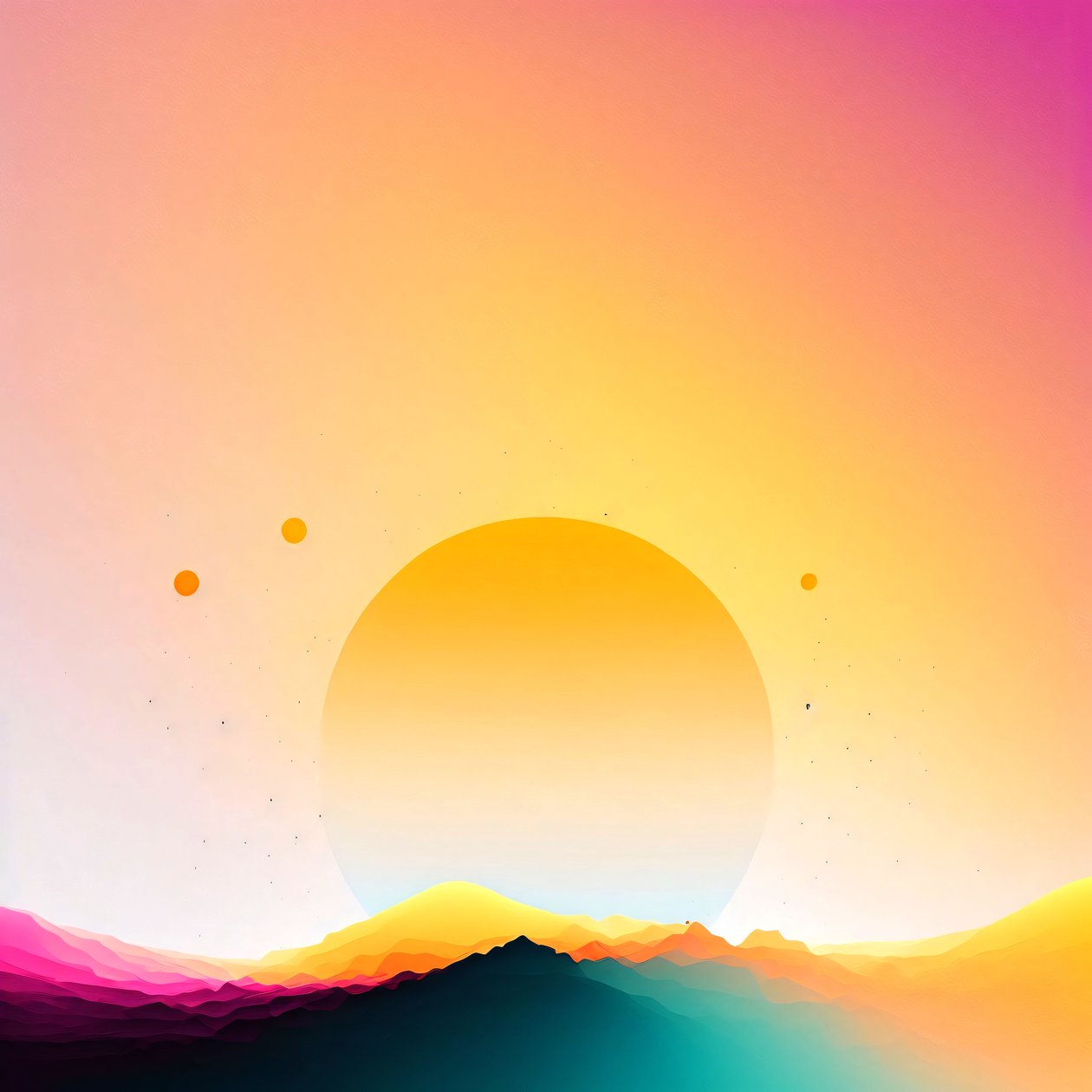 Minimalistische Sonnenaufgang Galaxie Farben auf Weiß, Wandkunst | Druck auf Anfrage von F. Abderrahim
