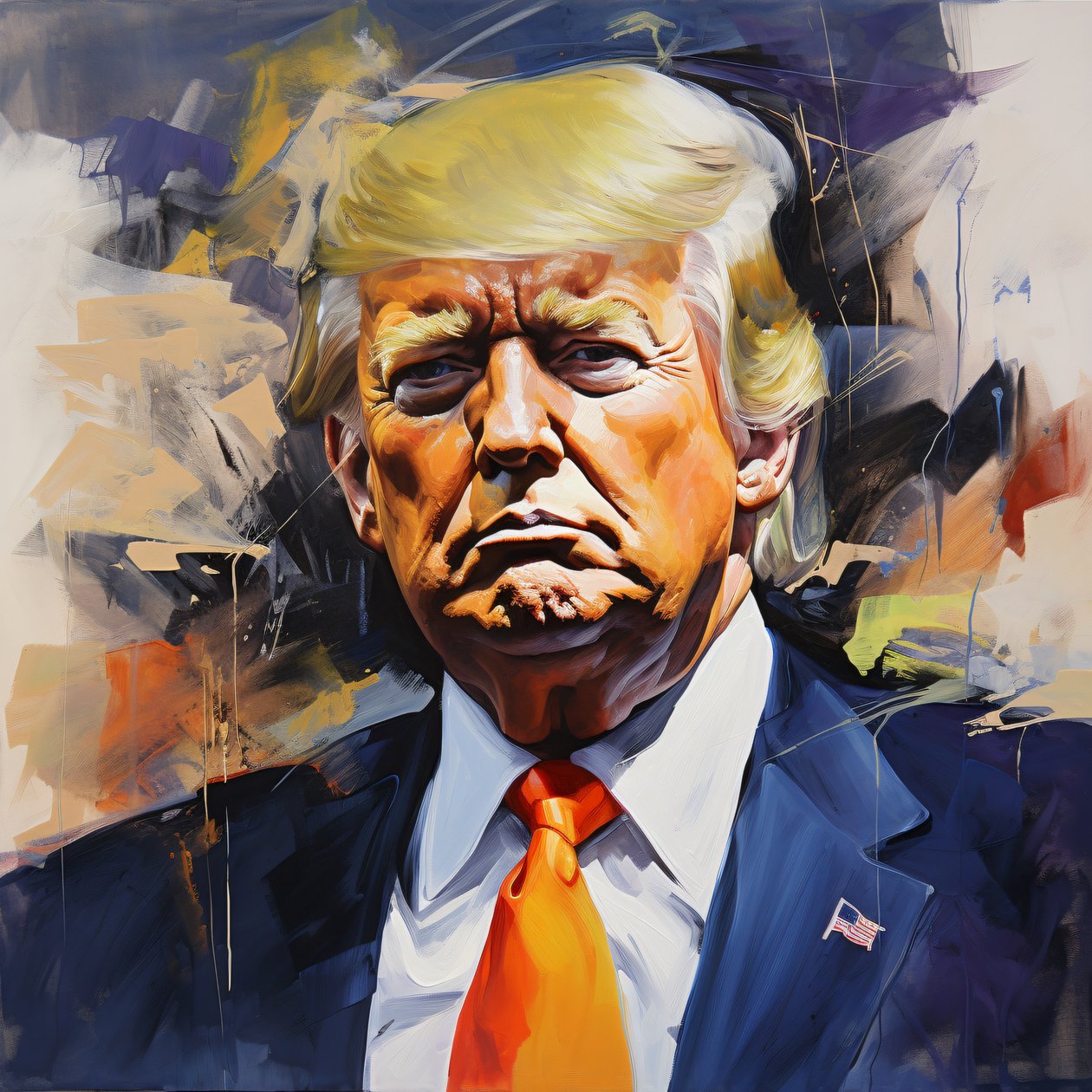 Acryl Donald Trump Malerei, zeitgenössische Wandkunst, Wanddekoration für Büro von F. Abderrahim