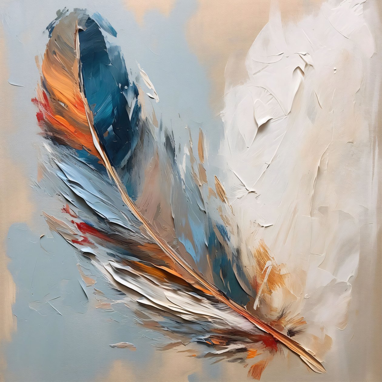 schöne Farbpalette Rot Blau Ölgemälde, Wand Home Decor Drucke von F. Abderrahim