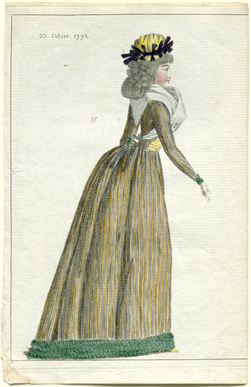 Fashion News (Journal de la Mode et du Goût, 10. Oktober 1792, 23. Heft, pl. 1) von A.B. Duhamel (possibly)