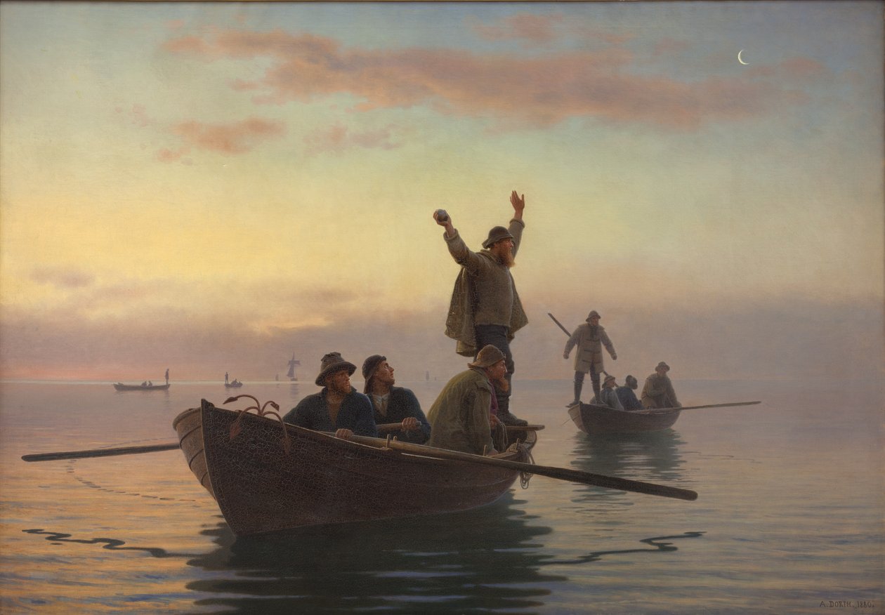 Hornfischfang mit Treibnetz. Früher Morgen von A. Dorph