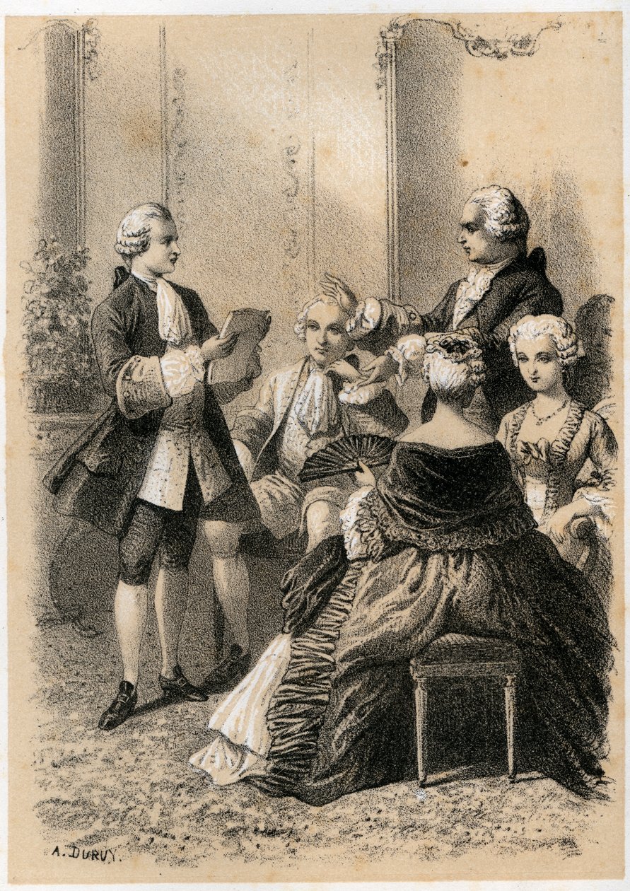 Antoine-Marin Lemierre liest Hypermnestra an Jean-Baptiste Vivien de Chateaubrun, Illustration aus 