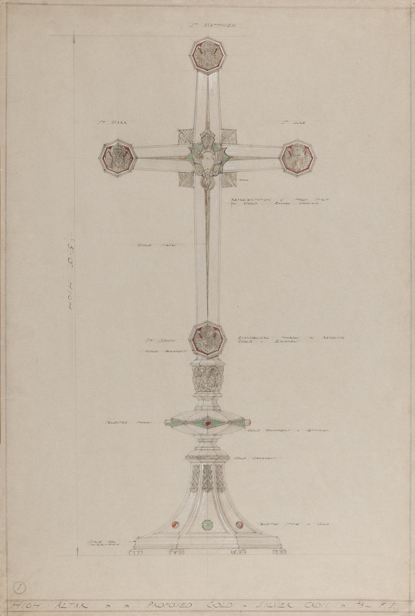 Hochaltar: vorgeschlagenes gold- und silbernes Kreuz, 5 Fuß hoch von A. Edward Jones and Co.