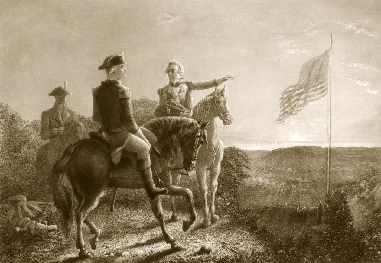 Die Morgendämmerung des Friedens, Morgen der Kapitulation von Yorktown, veröffentlicht 1881 von A. Gilchrist Campbell