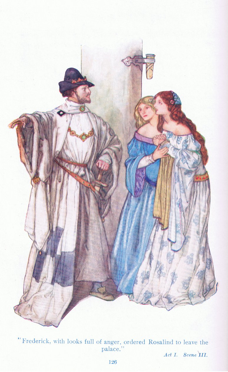 Frederick befahl Rosalind mit zornigem Blick, den Palast zu verlassen (Wie es euch gefällt) von A. Jackson