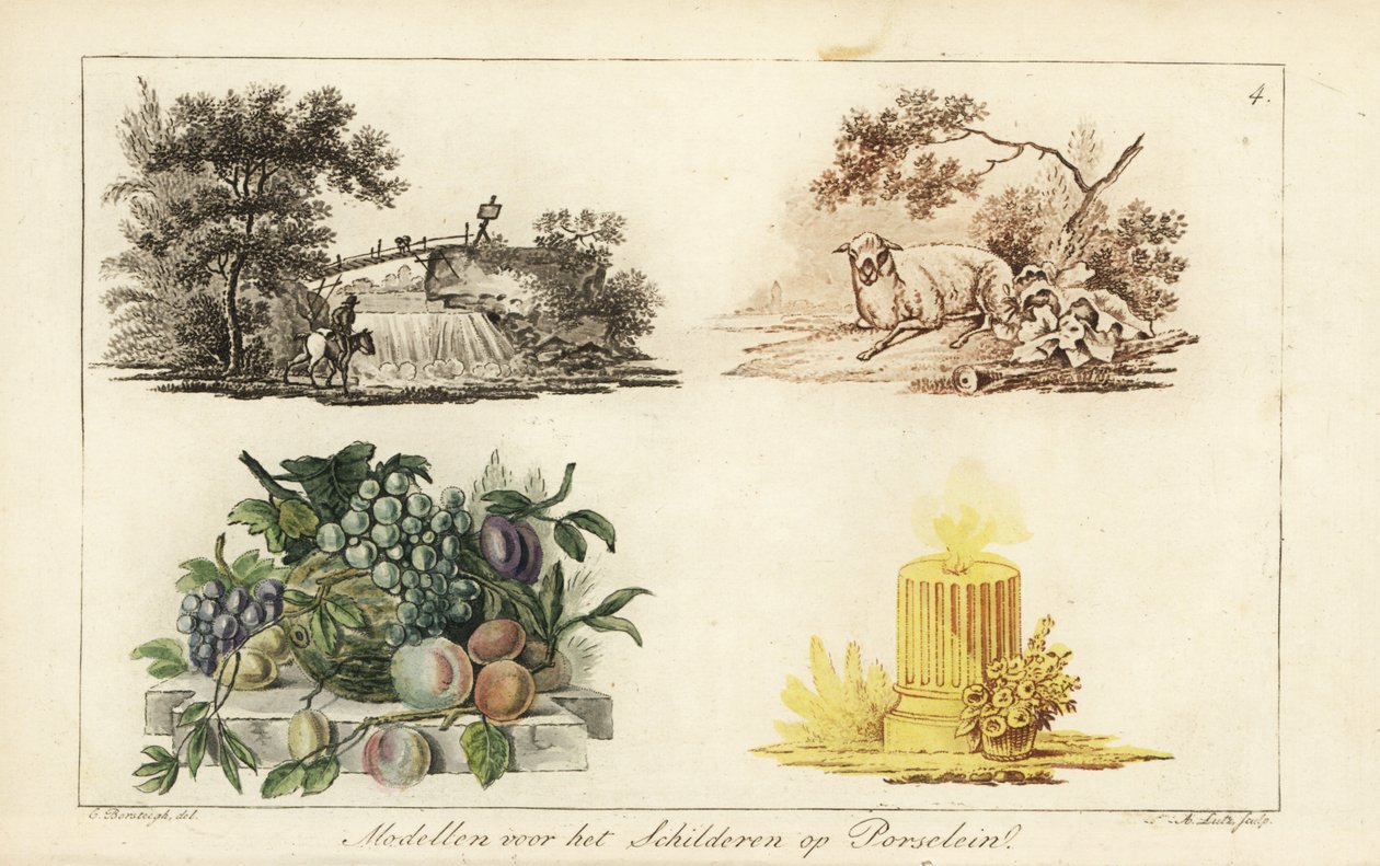 Muster zum Malen auf Porzellan: Landschaften, Früchte, Kerze von A. Lutz