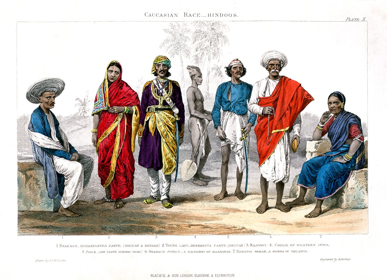 Kaukasische Rasse, Hindus, 1800-1900 von A. Portier
