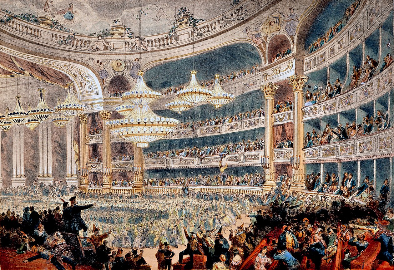 Ball in der Oper de la rue Le Peletier in Paris um 1850 - Gravur von A. Provost von A Provost
