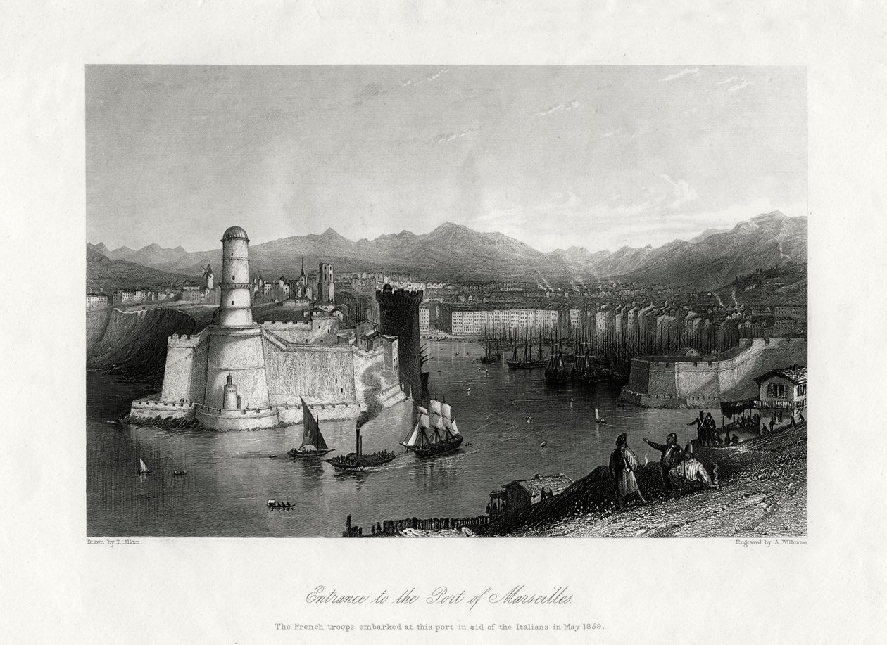Eingang zum Hafen von Marseille, Frankreich, 1875 von A. Willmore