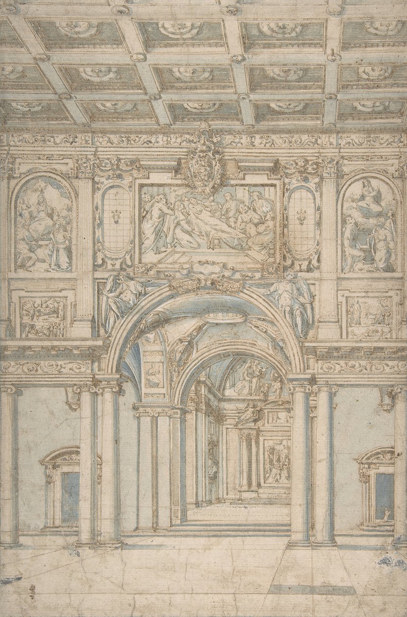 Studie des Innenraums von Santa Maria Maggiore in Rom, 1621-46 von Abbate Paolo de Angelis
