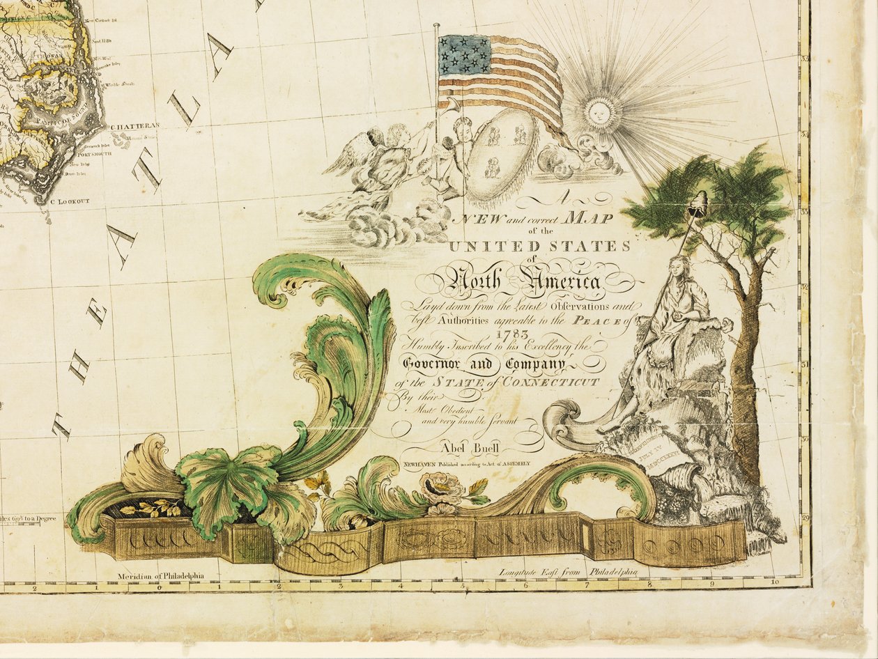 Amerikas erste nationale Karte, 1784 von Abel Buell